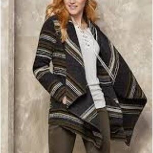 🥰 Tribal Open Front Drape Sweater in Moss Colorway